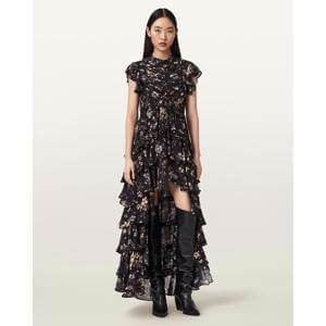 AllSaints Shaela Floral Frill Maxi Dress